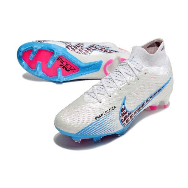 Nike Zoom Mercurial Superfly 9 Elite White Blue and Pink FG