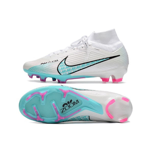 Nike Zoom Mercurial Superfly 9 Elite White Light Blue and Pink FG