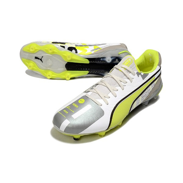 Puma King Ultimate White Gray and Yellow FG