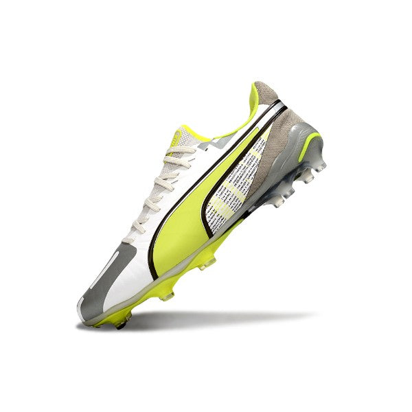 Puma King Ultimate White Gray and Yellow FG